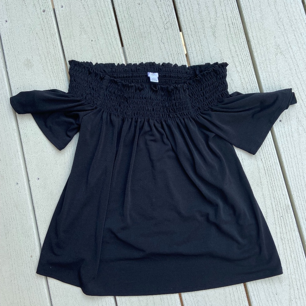 Nordstrom BP Off the Shoulder Black Top, Size S